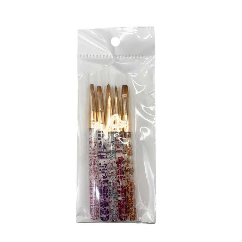 [HC1568] Pincel para manicuría x5, para uñas esculpidas, en bolsa