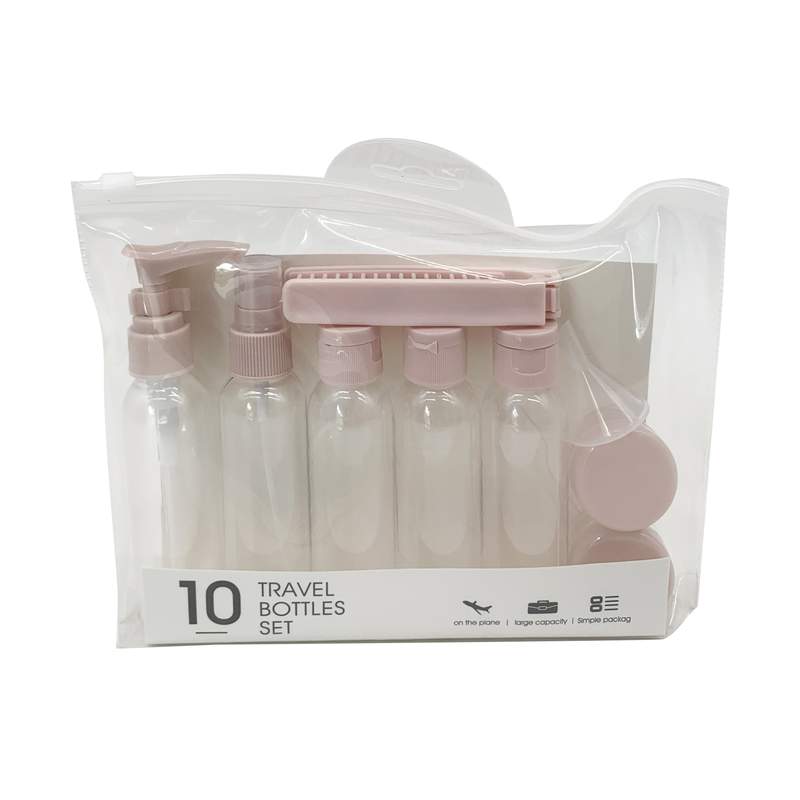 Frasco para viaje x7 con peine en sobre de PVC, 2 colores