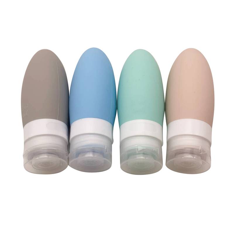Frasco para viaje x4 de silicona 90ml, en bolsa
