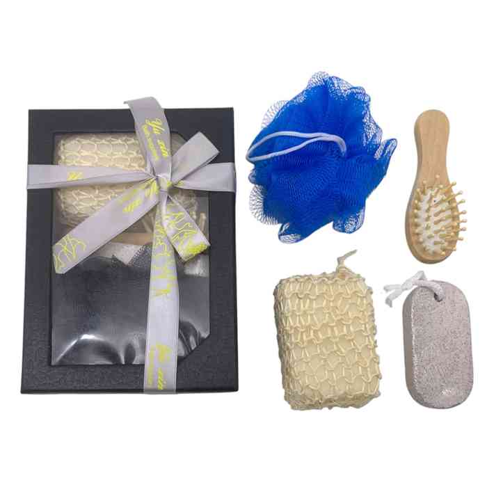 [HC1798] Esponja para baño x2 con piedra pomez y cepillo, en caja, varios colores