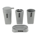 Dispensador de jabón de plástico, con accesorios, 4 piezas, GRIS, Berlina Home, en caja