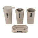 Dispensador de jabón de plástico, con accesorios, 4 piezas, BEIGE, Berlina Home, en caja