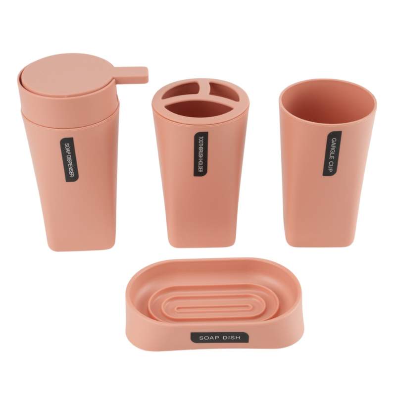 [HC1862D] Dispensador de jabón de plástico, con accesorios, 4 piezas, SALMÓN, Berlina Home, en caja