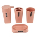 Dispensador de jabón de plástico, con accesorios, 4 piezas, SALMÓN, Berlina Home, en caja