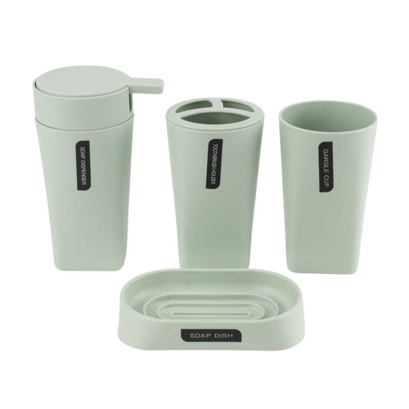 [HC1862E] Dispensador de jabón de plástico, con accesorios, 4 piezas, VERDE CLARO, Berlina Home, en caja