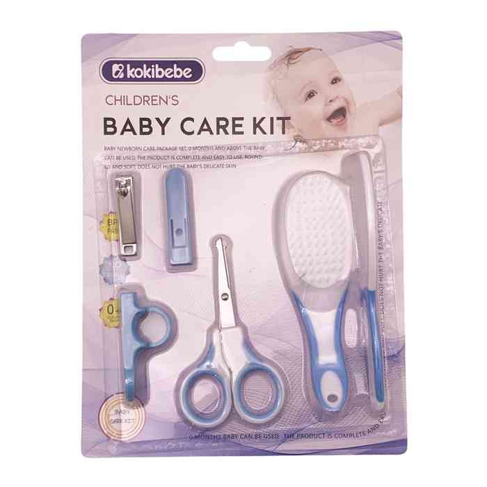 [HC1867] Cepillo, peine, tijera con accesorios, para bebé, en blister, varios colores