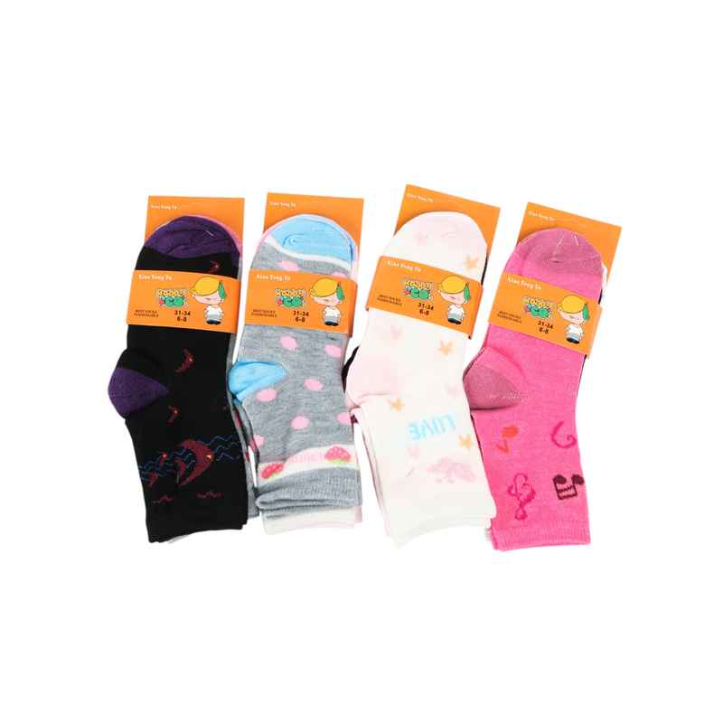 [HC1872] Medias infantiles media caña, varios diseños de nena, talle mediano, PACK x12