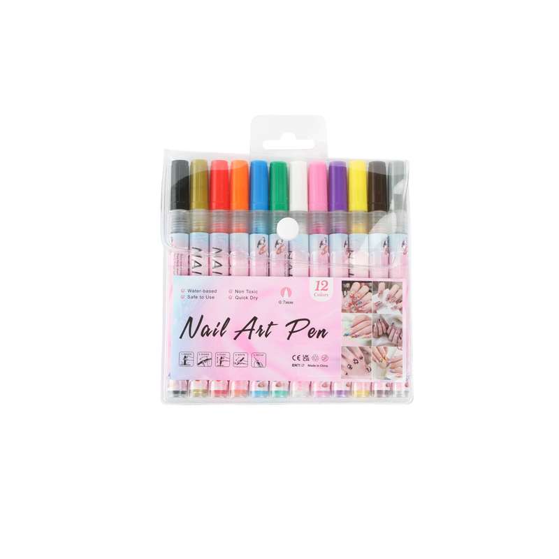[HC1876] Marcador para diseño de uñas x12 colores, 0.7mmm, en sobre de PVC
