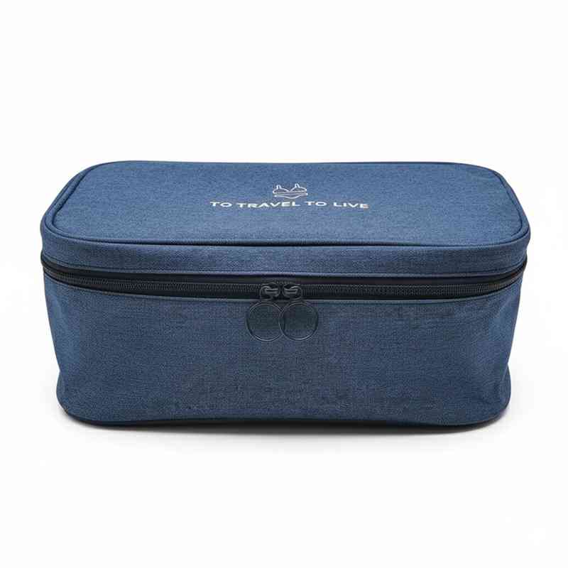 Neceser para viaje de tela con cierre, varias reparticiones, Berlina Travel AZUL