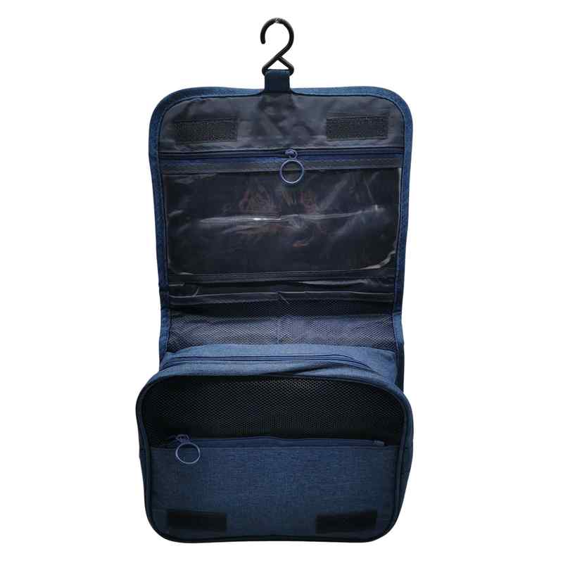 [HC1883AZ] Neceser para viaje de tela con percha para colgar, varias reparticiones, Berlina Travel AZUL