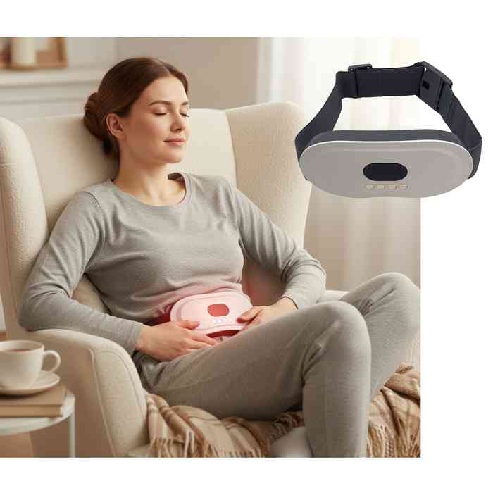 [HC1989] Cinturón masajeador con almohadilla térmica, lumbar y abdominal, para aliviar dolores menstruales, recarga USB, en caja