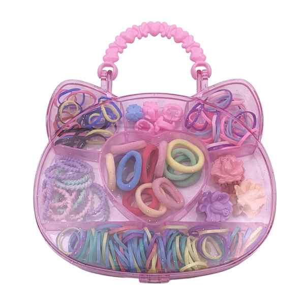 [HC2005] Gomitas para pelo, con pinzas mini, en estuche de plástico