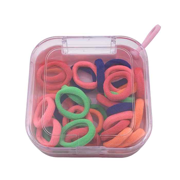 [HC2010] Gomitas para pelo, en estuche de plástico, PACK x12