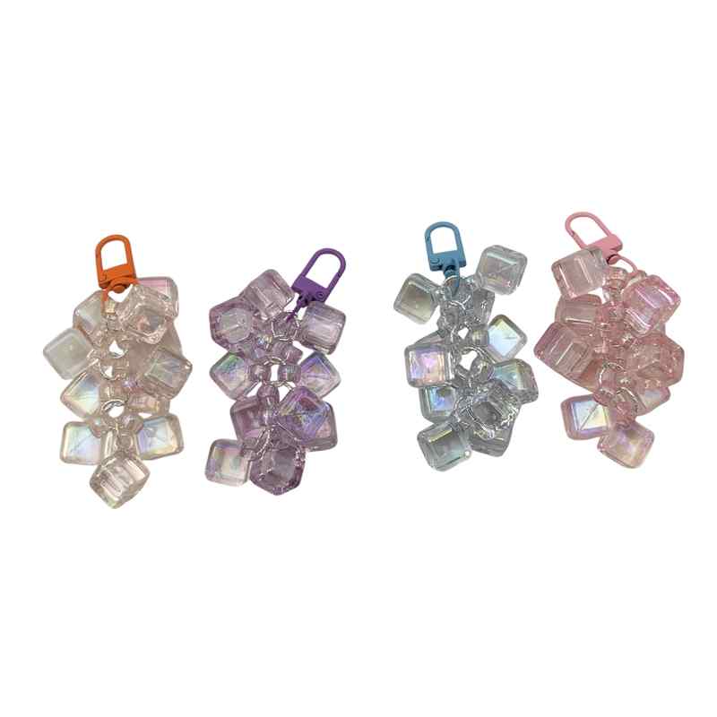 [HC2047] Llavero racimo x12, cuentas cubos, varios colores