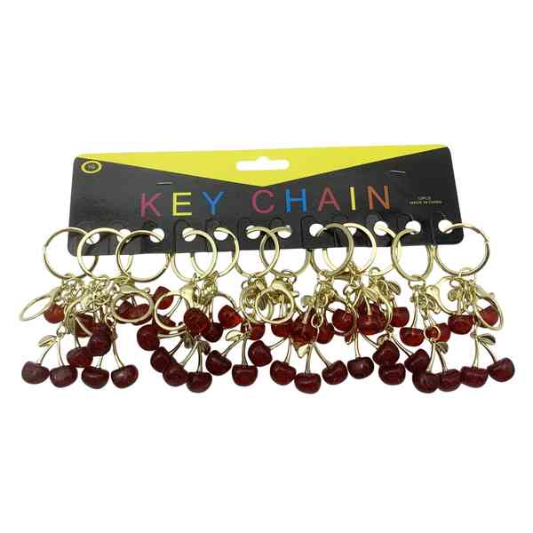 [HC2059] Llavero metal y resina, cerezas x12, en cartón