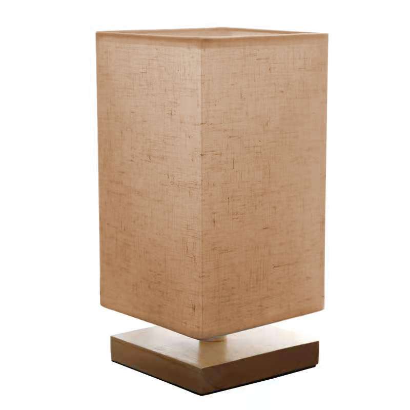 Portátil veladora BEIGE base de madera y lino, en caja