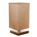 Portátil veladora BEIGE base de madera y lino, en caja
