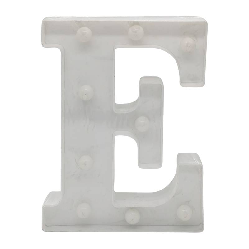 Lámpara led letra E 7 led, 2AA