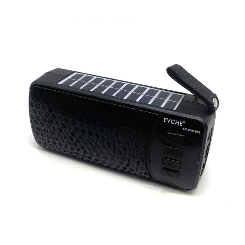 Parlante con radio FM recarga solar y USB, USB mini con bluetooth, en caja