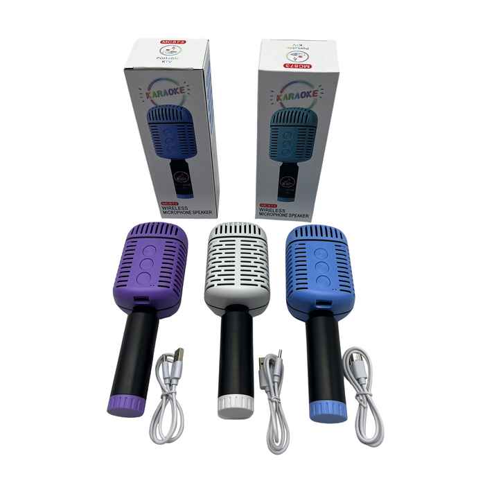 [HE1693] Micrófono inalámbrico, con parlante incorporado, conexión bluetooth, batería recargable, USB, varios colores, en caja