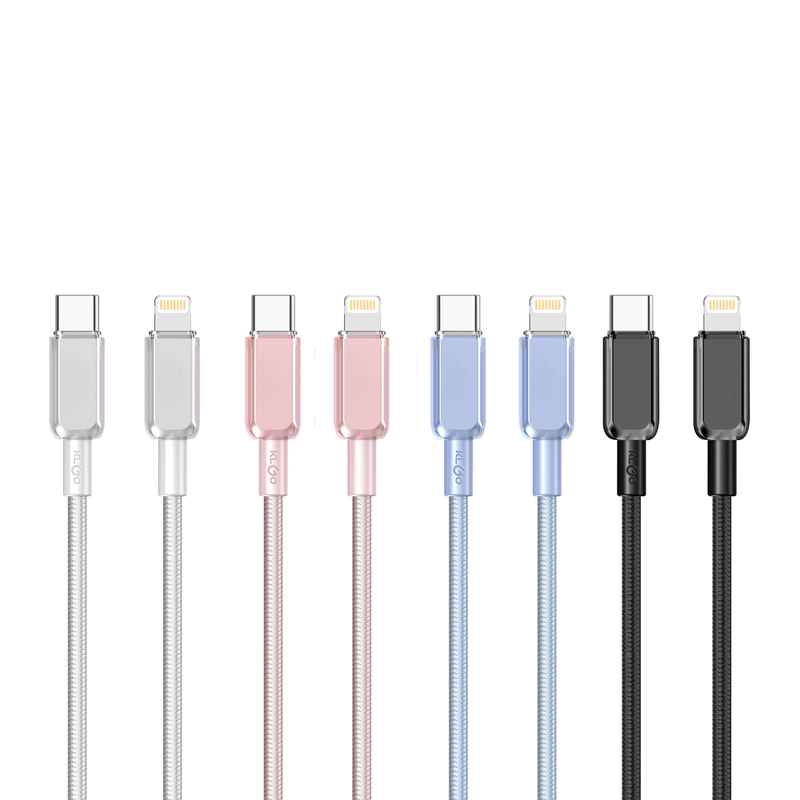 [HE1737] Cable USB Lightning a USB tipo C 1m, varios colores, KLGO en caja