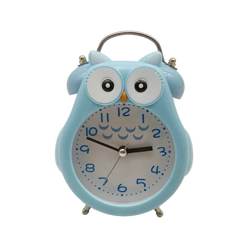 [HE1821] Despertador de plástico infantil, con campanas, 1AA en caja varios colores
