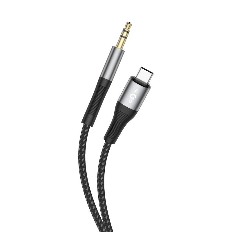 Cable auxiliar para audio 1m con entrada USB-C, varios colores, KLGO en caja