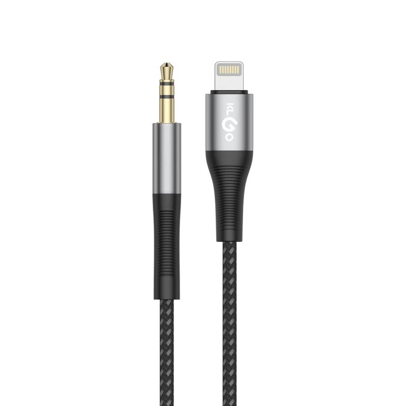 [HE1845] Cable auxiliar para audio 1m con entrada USB-Lightning, varios colores, KLGO en caja
