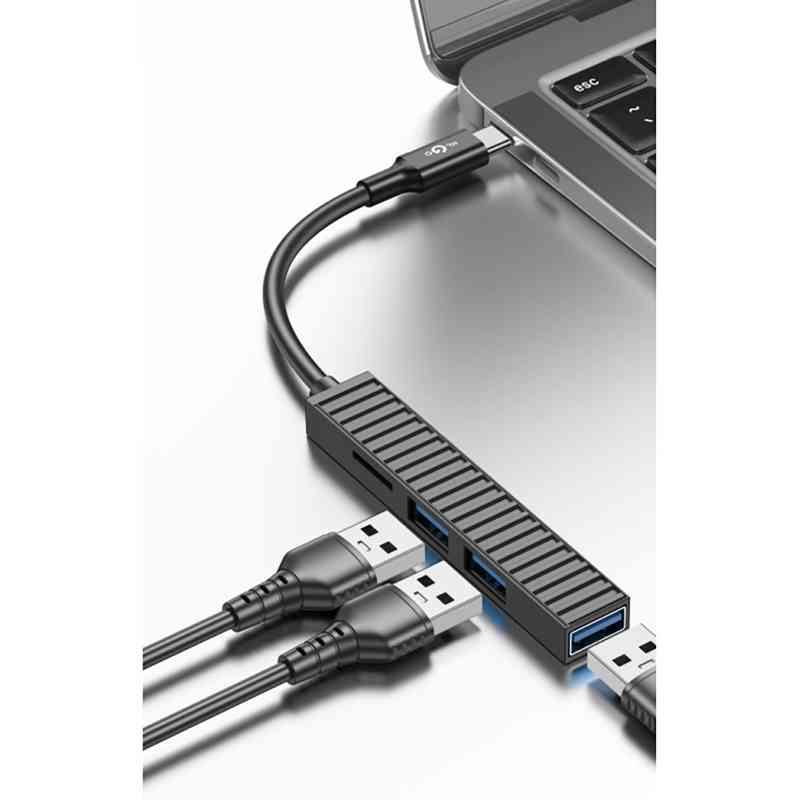 [HE1847] Adaptador multipuerto 4en1, USB-C a USB, KLGO en caja