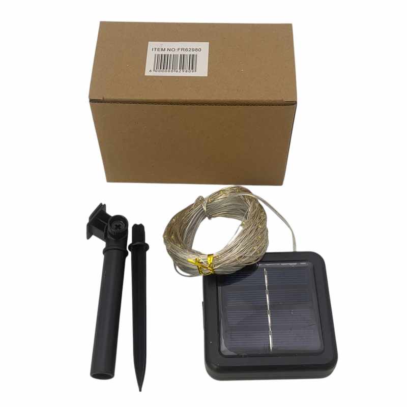 [HE1918] Luces led x100 luciérnagas alambre con panel solar, 20m en caja