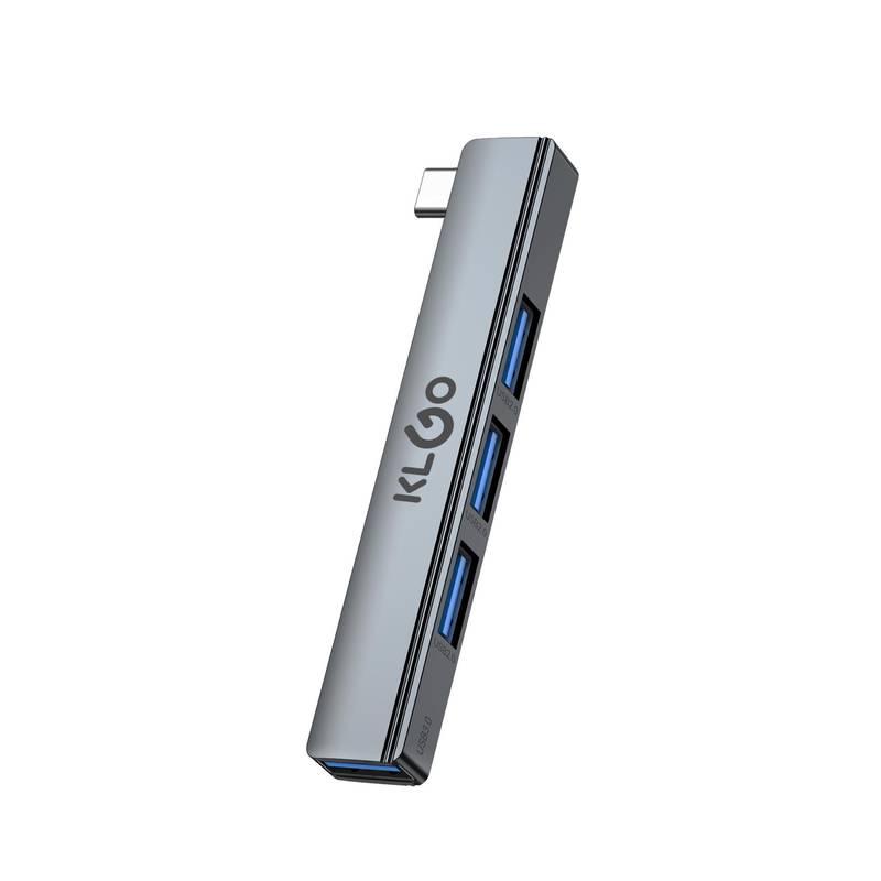 [HE1929] Adaptador multipuerto 4en1, USB-C a USB, KLGO, en caja