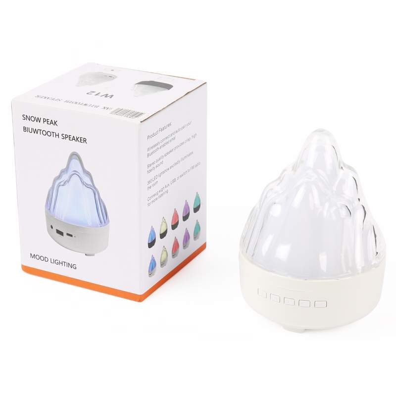 [HE2103] Parlante con lámpara RGB, diseño montaña, USB en caja