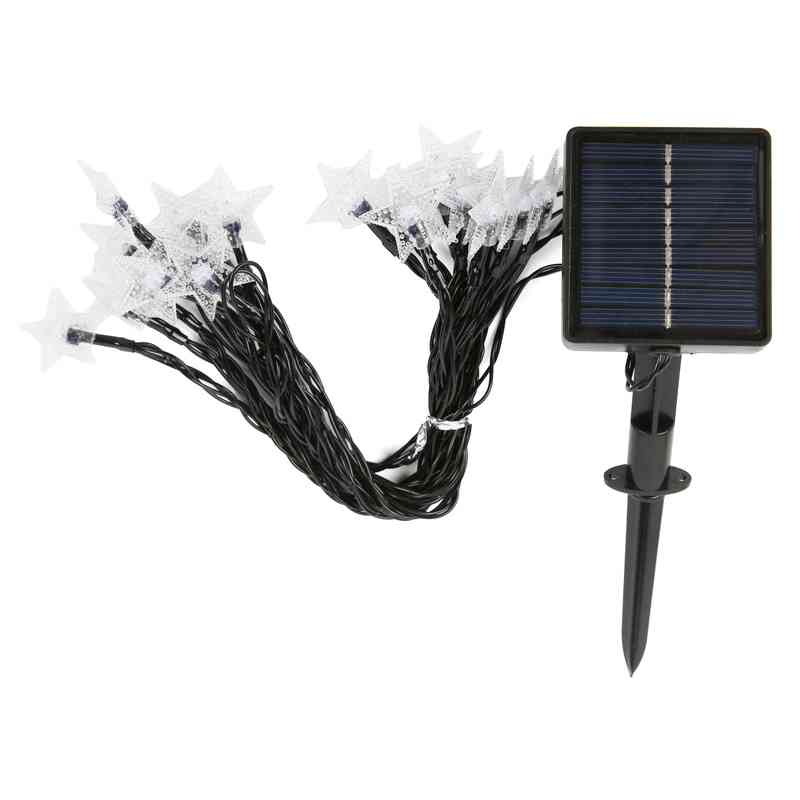 [HE2104] Luces led cálidas, guía de 20 estrellas de plástico, recarga solar, en bolsa