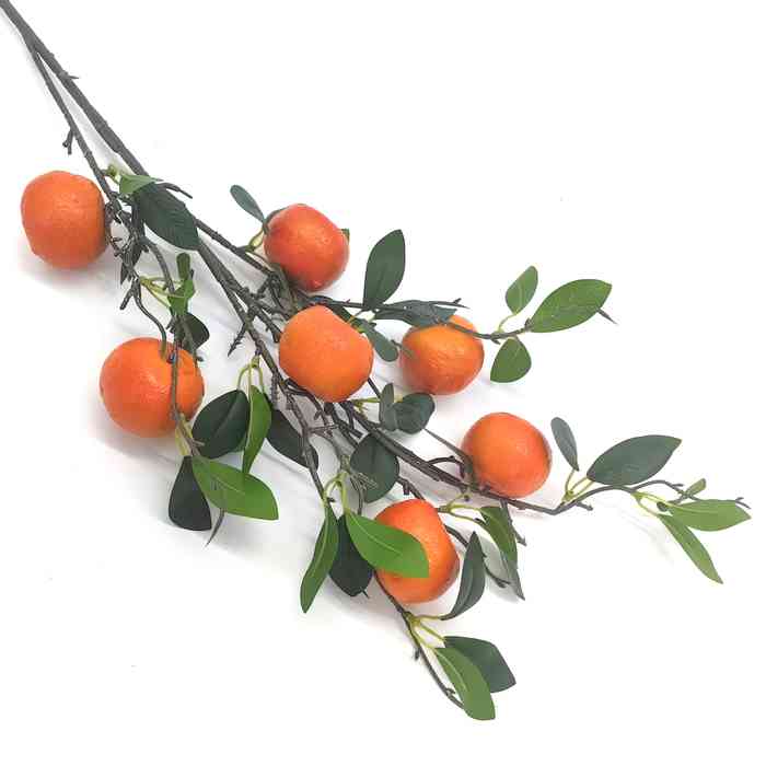 Adorno rama de árbol con mandarinas de plástico