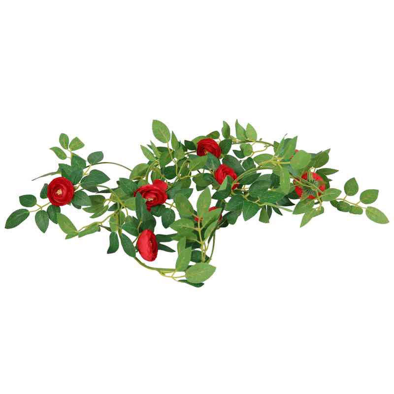 [HF0435] Planta de hojas verdes colgantes con 8 rosas, varios colores