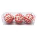 Bolas navideñas x3 7cm, con diseño, en caja