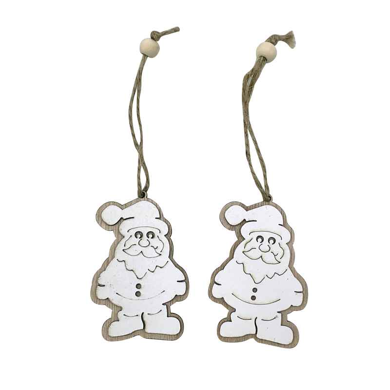 Adorno navideño de madera, Papá Noel x2, en bolsa