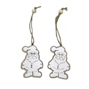 Adorno navideño de madera, Papá Noel x2, en bolsa