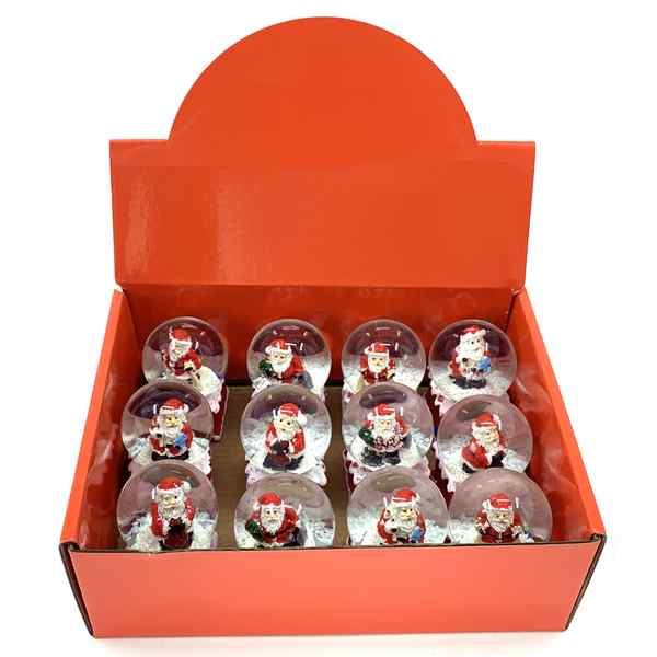 [HN0492] Adorno navideño, bola de vidrio con nieve, Papá Noel, CAJA x12