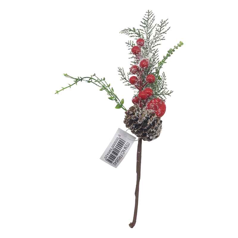 [HN0552] Adorno rama de árbol con piñas y frutos, en bolsa PACKx12