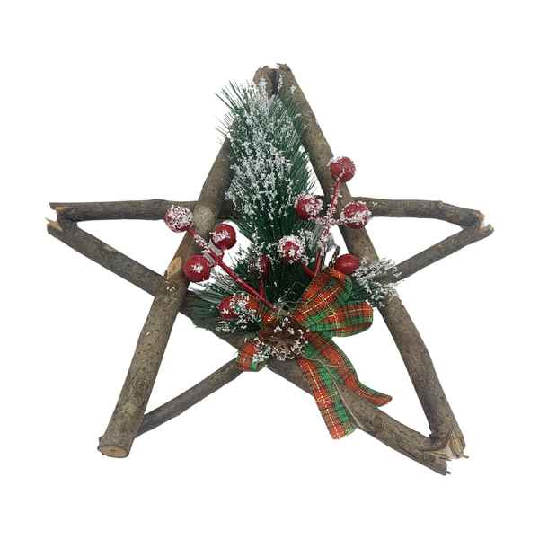 [HN0571] Adorno navideño estrella de madera para colgar, en bolsa