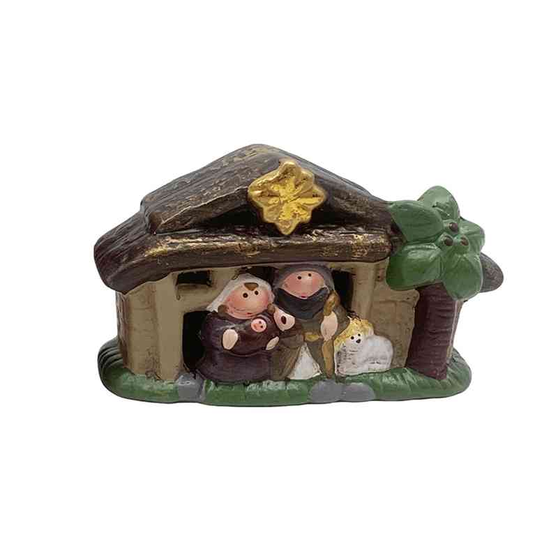 Pesebre 4 figuras, con luz, en caja