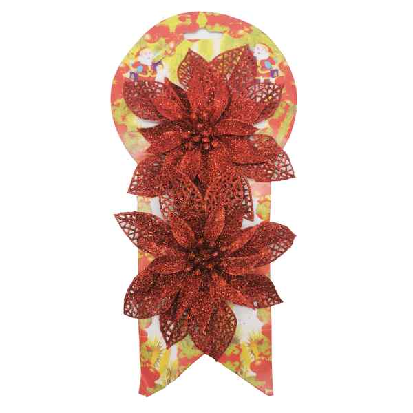 [HN0611] Adorno navideño flor, x2, en bolsa