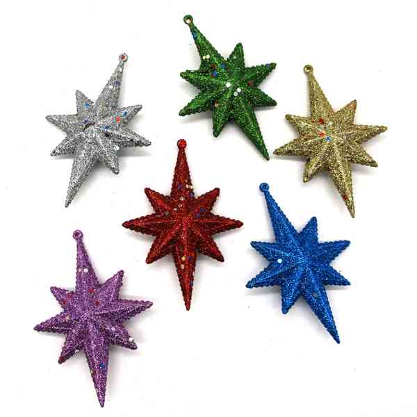 [HN0615] Adorno navideño estrella x6, en bolsa