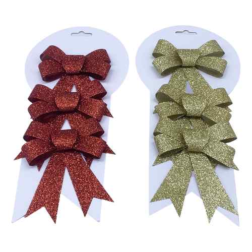 [HN0625] Adorno navideño moñas x3, en cartón, 2 colores