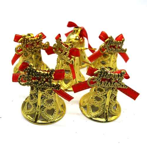 [HN0631] Adorno navideño campanas x6, en bolsa