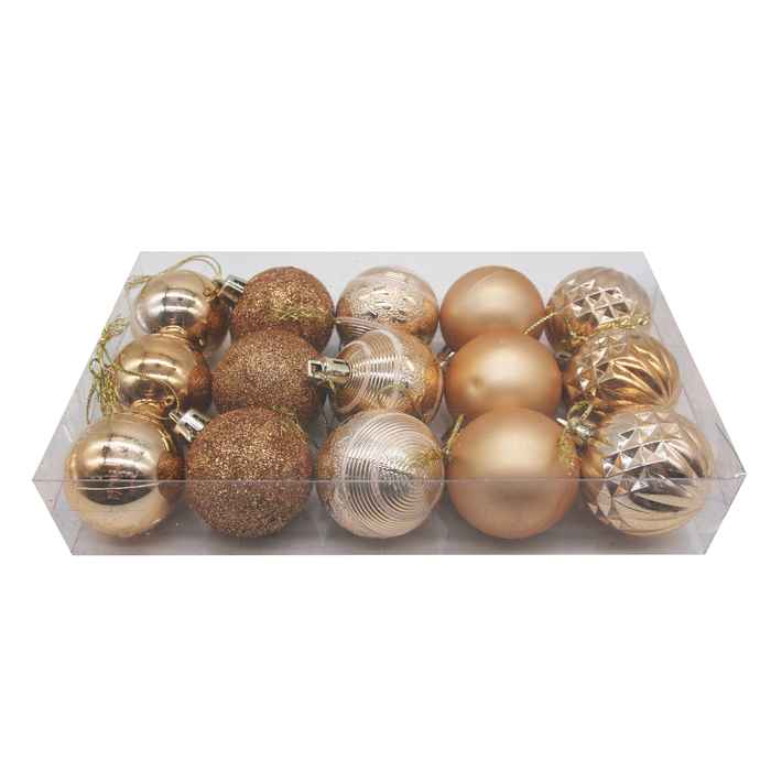 [HN0634] Bolas navideñas x15 4cm, en caja de PVC, varios colores