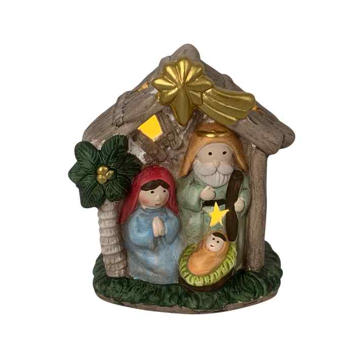 [HN0644] Pesebre Sagrada Familia, con luz en caja