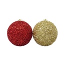 Bolas navideñas x2 10cm, con brillantina en caja de mica