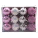Bolas navideñas x12 6cm, varias texturas, en caja